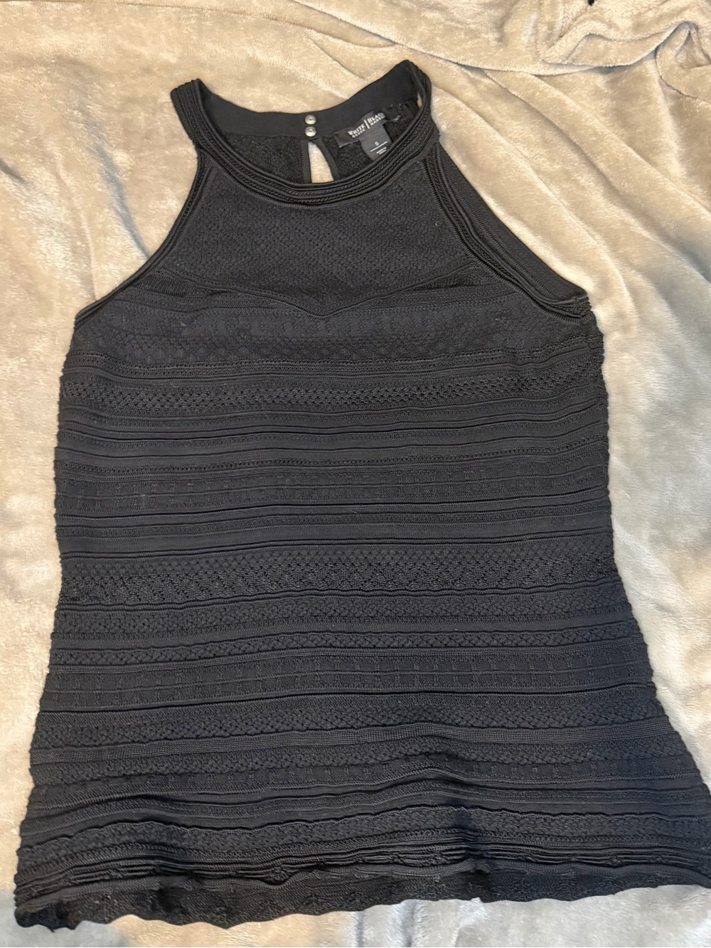 White House Black Market Black Textured Racerback Tank